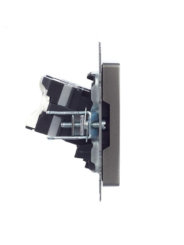 BRITE Розетка компьютерная 2-ая RJ45 кат.5E РК10-2-БрС сталь  | BR-K20-1-K46 | IEK — миниатюра 2