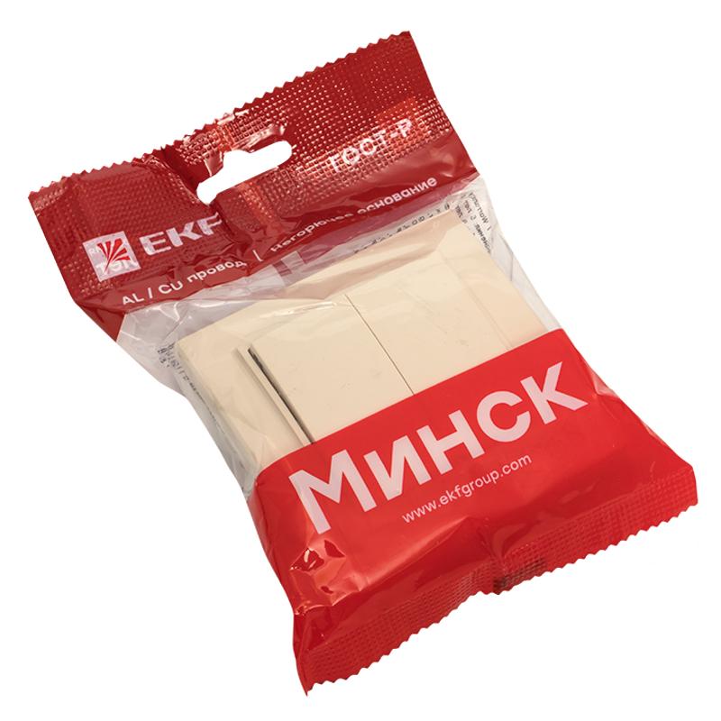 Выключатель 2-кл. СП 10А бежевый Минск EKF|ERV10-023-20|EKF — миниатюра 6