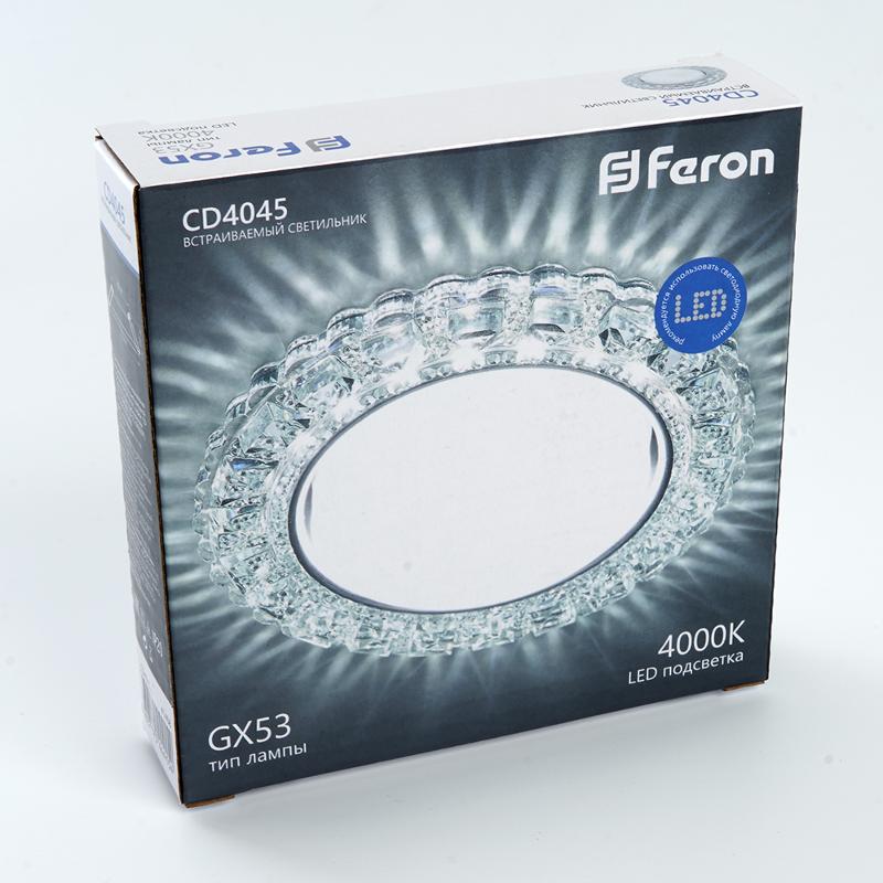 Светильник точечный встраиваемый декоративный CD4045 20LED*2835 SMD 4000K, 15W GX53, без лампы, прозрачный, хром | 41408 | Feron — миниатюра 6