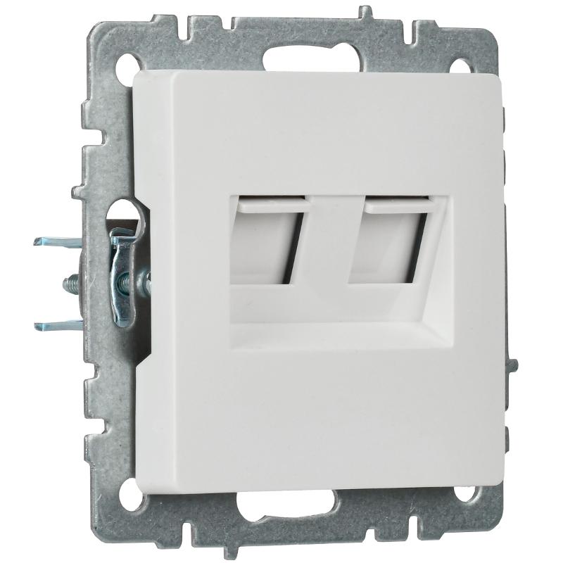 BRITE Розетка компьютерная 2-ая RJ45 кат.5E РК10-2-БрБ белый без шторок | BR-K20-1-K01 | IEK — миниатюра 5
