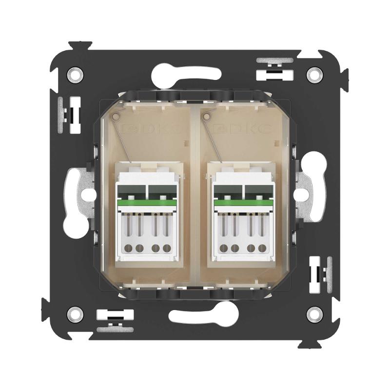 Компьютерная розетка RJ-45 в стену, кат.6А двойная, "Avanti", "Ванильная дымка" | 4405374 | DKC — миниатюра 3