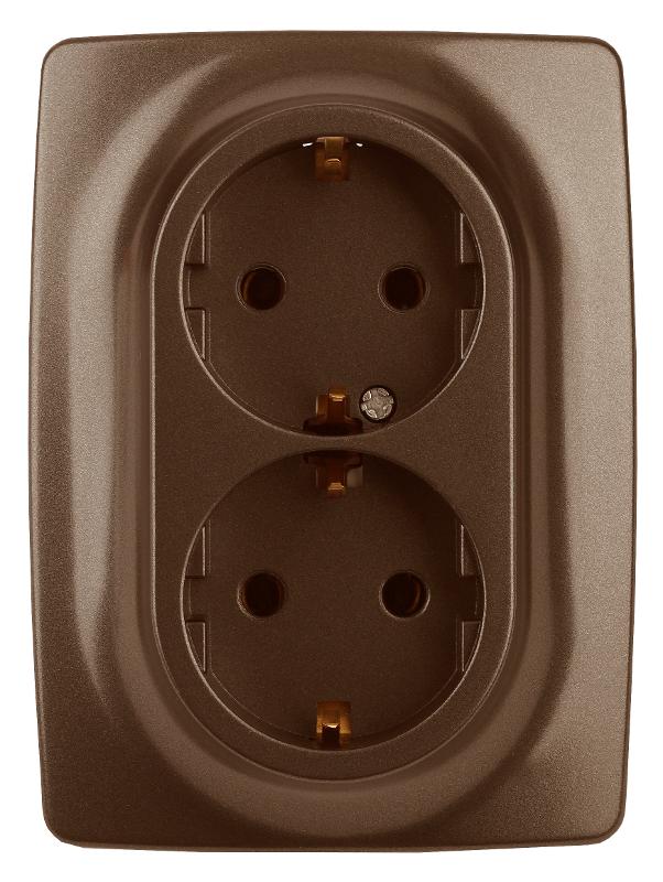 12-2108-13  Розетка 2-ая с заземлением со шторками, 16A-250В, IP20, Эра12, бронза | Б0036449 | ЭРА — фото 1 | Sento