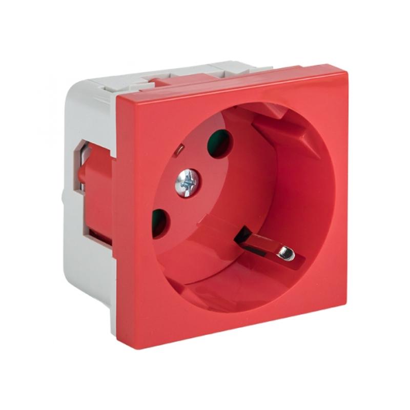 Розетка 45х45 PRO, с заземлением, красная , 45 град | E6MR16-028-70-45 | EKF — EKF