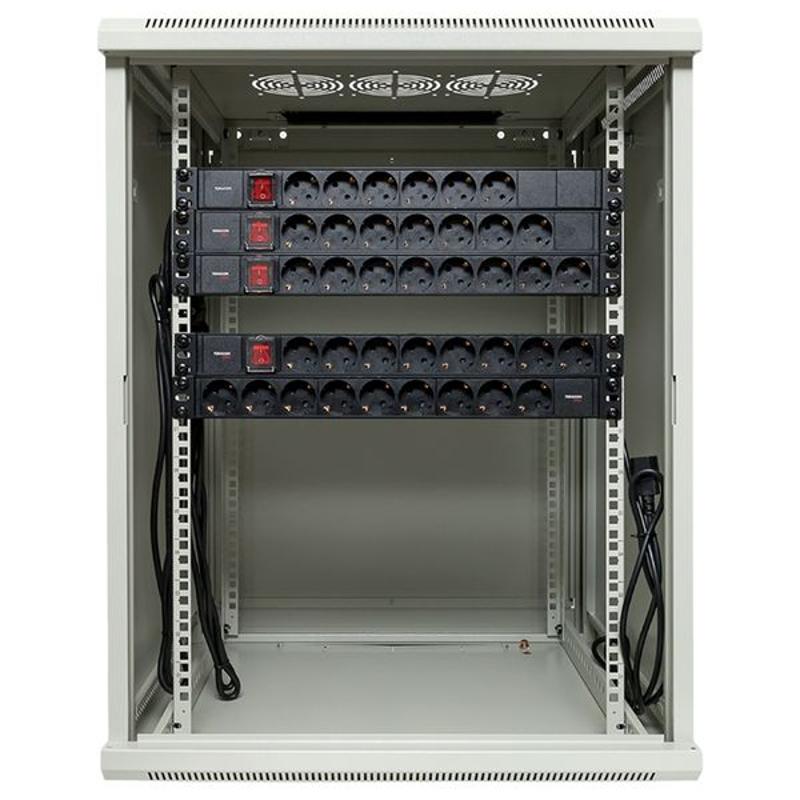 Шкаф настенный 19" TERACOM PRO 15U 600х600 мм дверь стеклянная с замком-ручкой серый|TRP-WLL-1566-40G|EKF — миниатюра 53