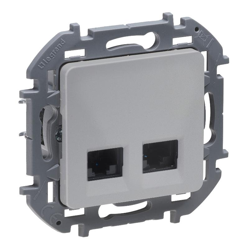 Inspiria Алюминий Розетка 2-ая компьютерная RJ45 С/У категория 6 UTP — миниатюра 2