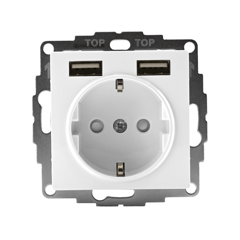 AtlasDesign Белый Розетка 16А с 2 USB A+A, 5В/2,4А, 2х5В/1,2А, механизм | ATN000130 | SE — миниатюра 3