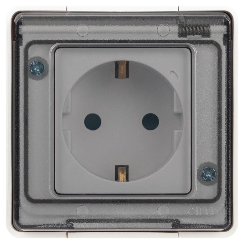Розетка ЭРА Эксперт 11-2502-01 2P+E IP55, с заземление со шторками, 16A-250В, ОУ, Белый | Б0063280 | ЭРА — миниатюра 3