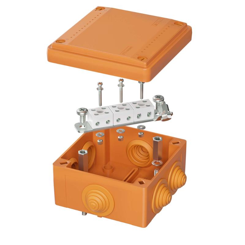 Коробка распределительная пластиковая FS огн., IP56,100х100х50мм, 6р, 450V,6A, 4мм.кв с кабельными вводами и клеммниками | FSB11604 | DKC — DKC (ДКС)