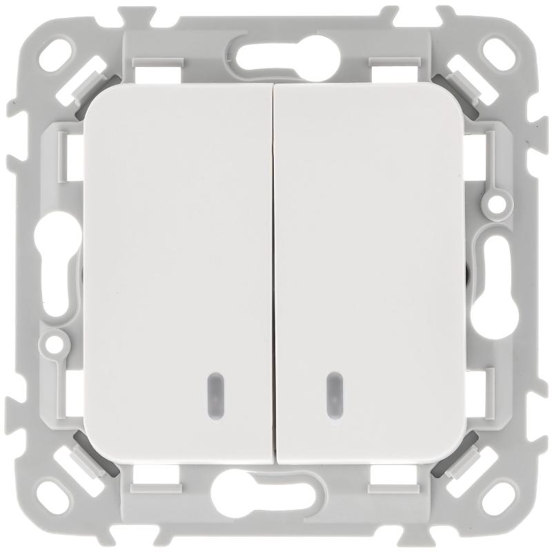 FLITE Выключатель 2-клавишный с индикацией 10А ВС12-1-1-ФлБ белый | FI-V20-1-10-1-K01 | IEK — миниатюра 2