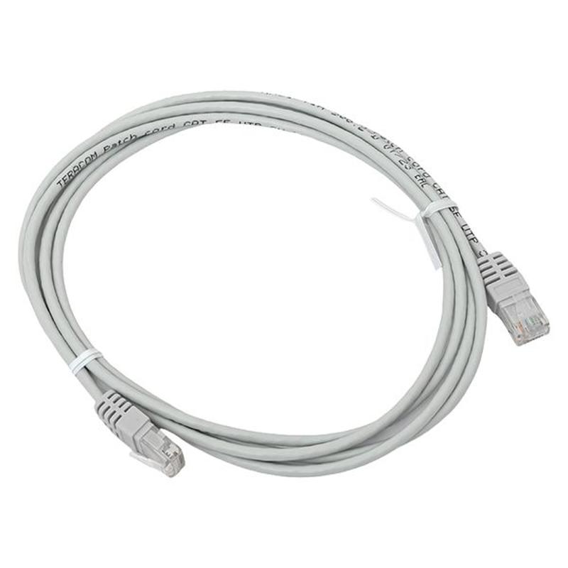 Патч-корд TERACOM Cat.5E (1Гбит/с) неэкранированный UTP оболочка PVC серый (2м) | TRC-5EUTP-PVC-2M-GY | EKF — EKF