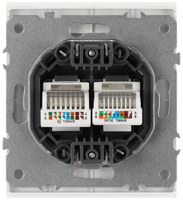 Розетка Arktik 16-3108-01 информационная двойная 2XRJ45 белый | Б0070484 | ЭРА — миниатюра 2