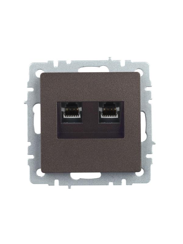 BRITE Розетка компьютерная 2-ая RJ45 кат.5E РК10-2-БрТБ темная бронза  | BR-K20-1-K45 | IEK — миниатюра 3