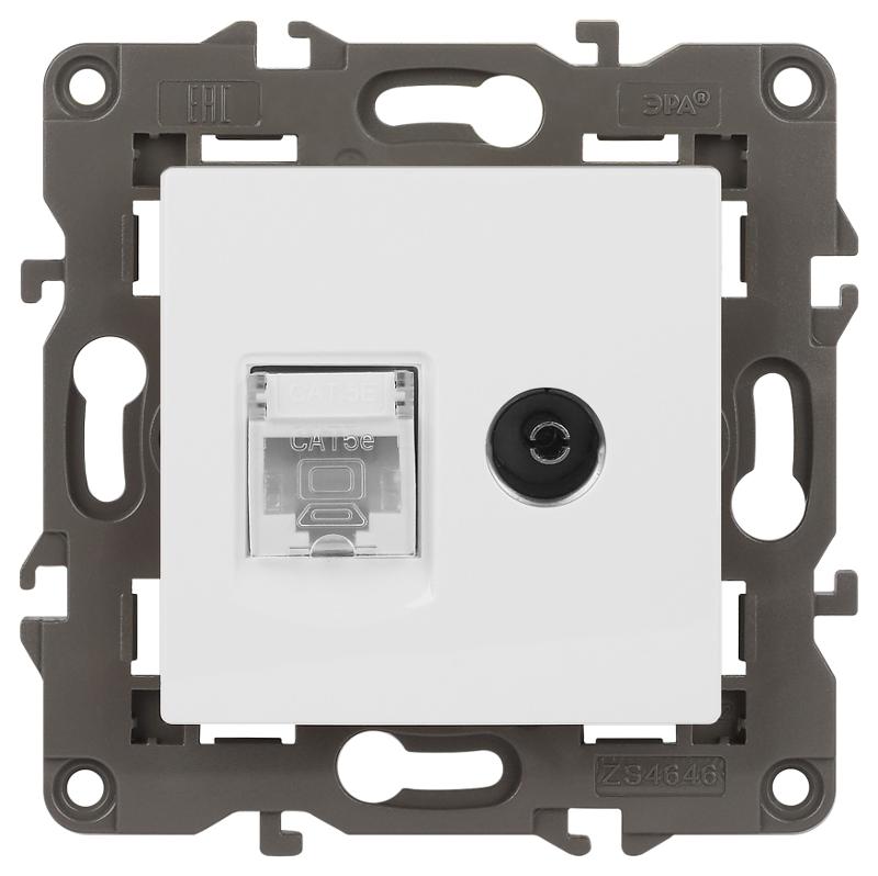 14-3110-01 Розетка RJ45+TV, IP20, белый | Б0034314 | ЭРА — ЭРА (Энергия света)