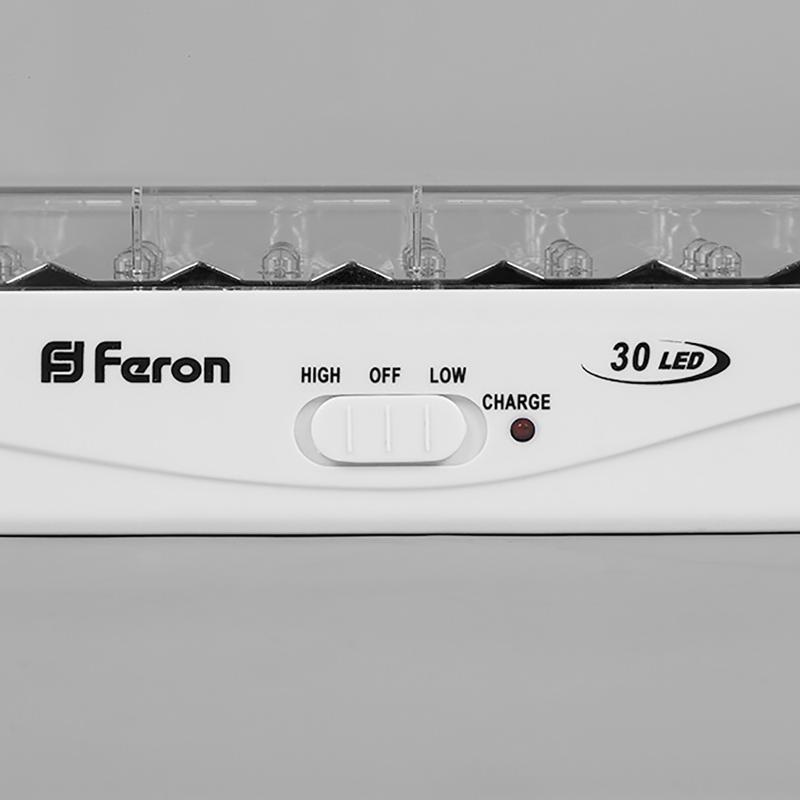 Светильник аварийного освещения аккумуляторный EL15 30 LED DC Li-ION батарея, белый 203*68*45 мм | 12896 | FERON — миниатюра 3