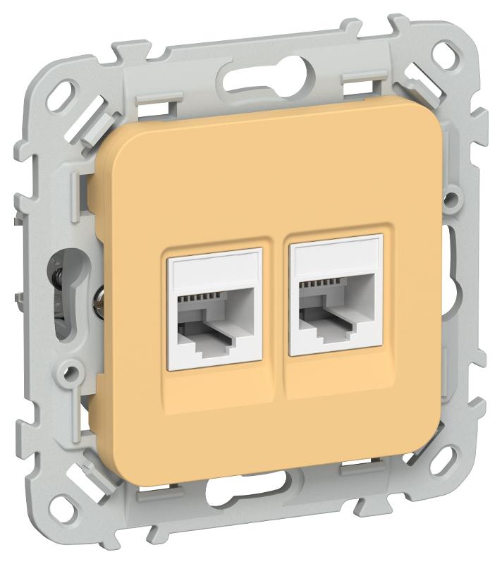 FLITE Розетка 2-ая RJ45/RJ11 кат.5Е/3 UTP РКТ5е/3-2-0-ФлЗ золотарник | FI-KT22-1-K90 | IEK — IEK (ИЭК)