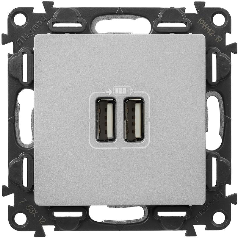 Valena LIFE DIY Алюминий Розетка 2-ая USB 240В/5В 1500мА — миниатюра 3