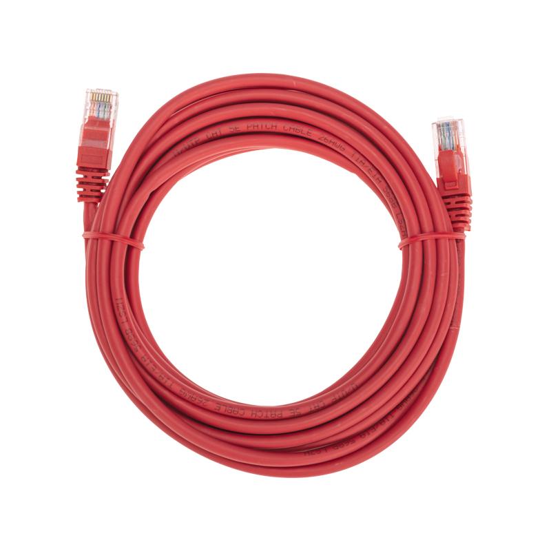 Патч-корд U/UTP, CAT 5e, RJ45-RJ45, 26AWG, LSZH, красный, 5м REXANT | 02-0103-5 | REXANT — фото 1 | Sento