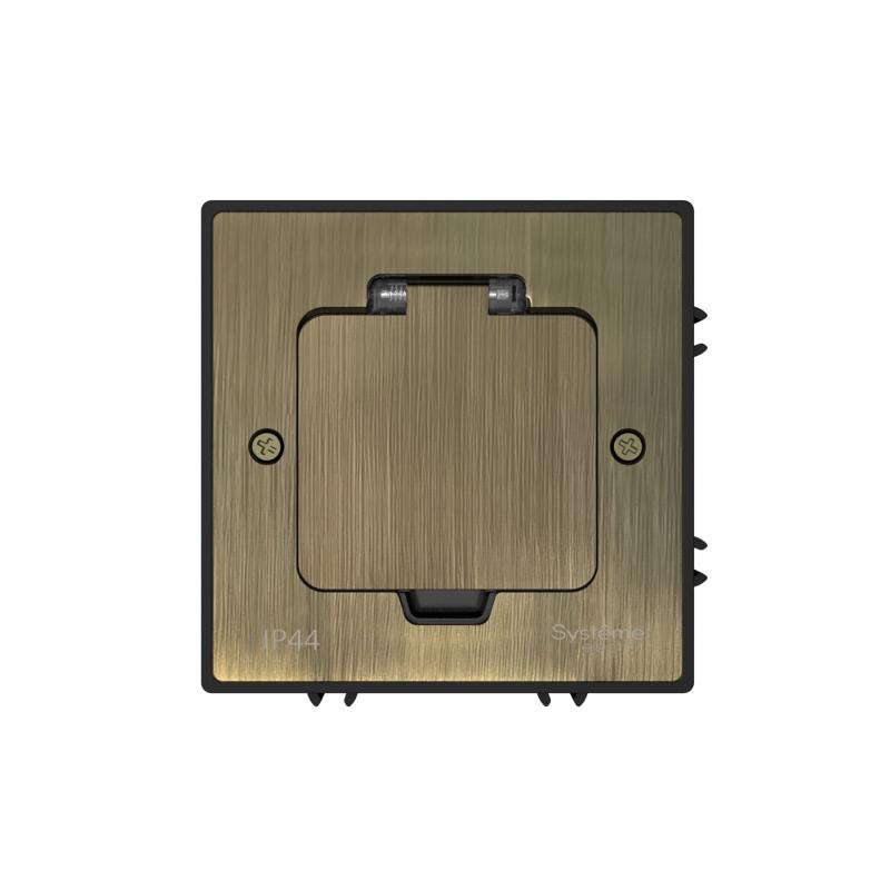 MultiDesk Лючок с розеткой 2К+З, 16А/250В, IP44 с монтажной коробкой для бетонных полов Античная латунь, тип MDK21 | MDK21202BC | SE — миниатюра 3
