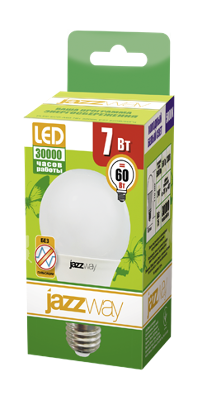 Лампа светодиодная LED 7Вт Е27 220В 5000К PLED- ECO- A60 груша | 1033192 | Jazzway — миниатюра 2