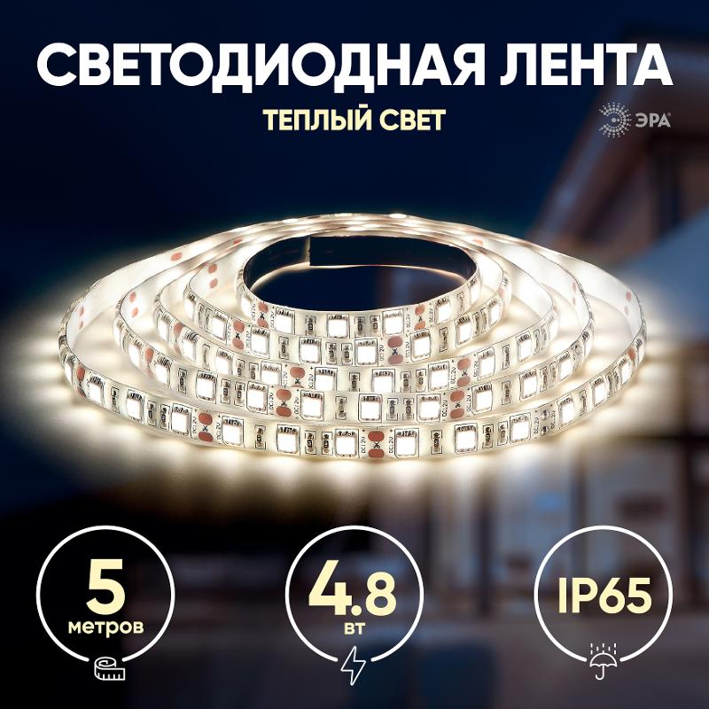 Лента светодиодная LS2835-4,8-60-12-2700K-IP65-2year-5m | Б0044109 | ЭРА — миниатюра 3
