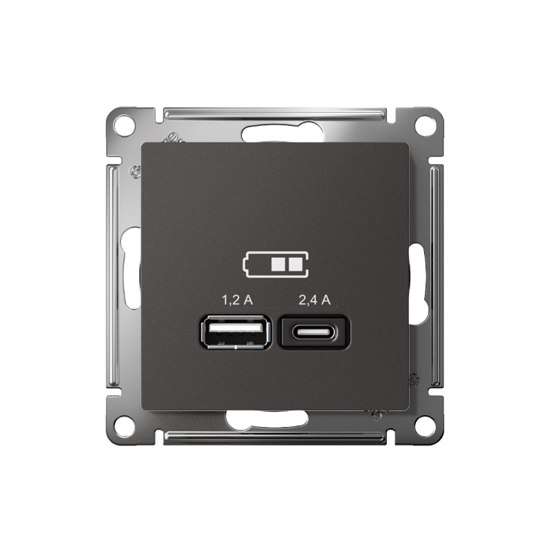 AtlasDesign Базальт USB Розетка А+С, 5В/2,4 А, 2х5В/1,2 А, механизм | ATN001439 | SE — миниатюра 2