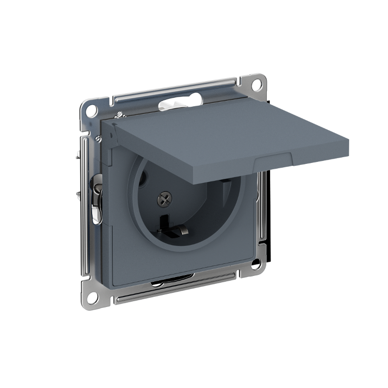 AtlasDesign Грифель Розетка с заземлением, со шторками с защ крышкой IP20 16А | ATN000746 | SE — Systeme Electric