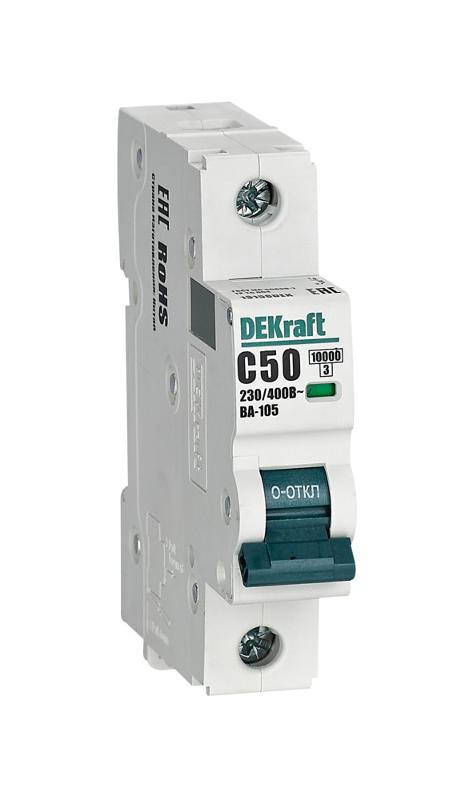 Выключатель автоматический  однополюсный ВА-105 50А C 10кА | 13158DEK | DEKraft — DEKraft