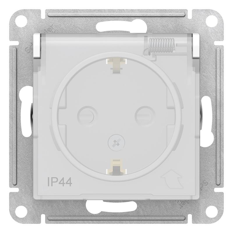 AtlasDesign Aqua Белый Розетка с заземлением со шторками с крышкой, 16А, IP44, механизм | ATN440146 | SE — Systeme Electric