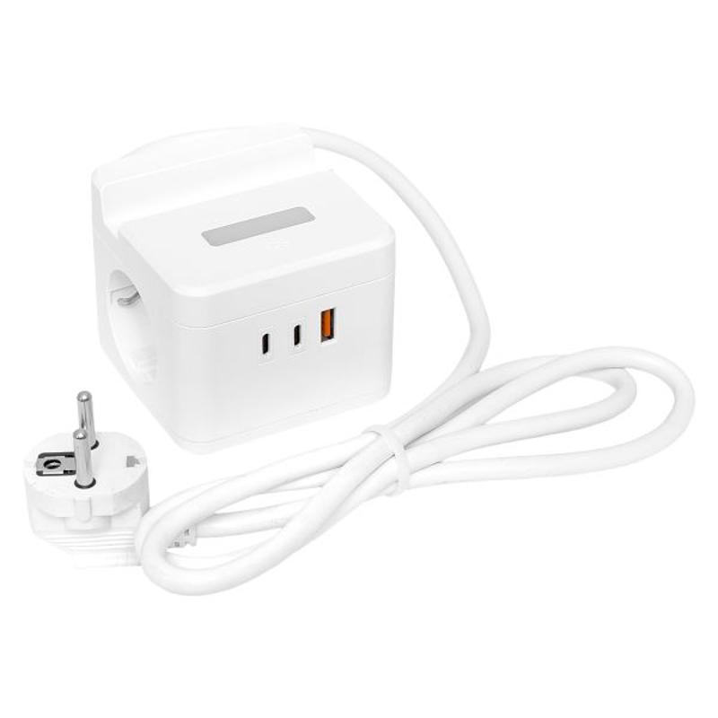 Удлинитель "Куб" 2 гнезда USB + 2Type C с быстрой зарядкой, подставкой под телефон и ночником 1,3 метра 1мм2|UBA-CUB-2-FC|EKF — миниатюра 15