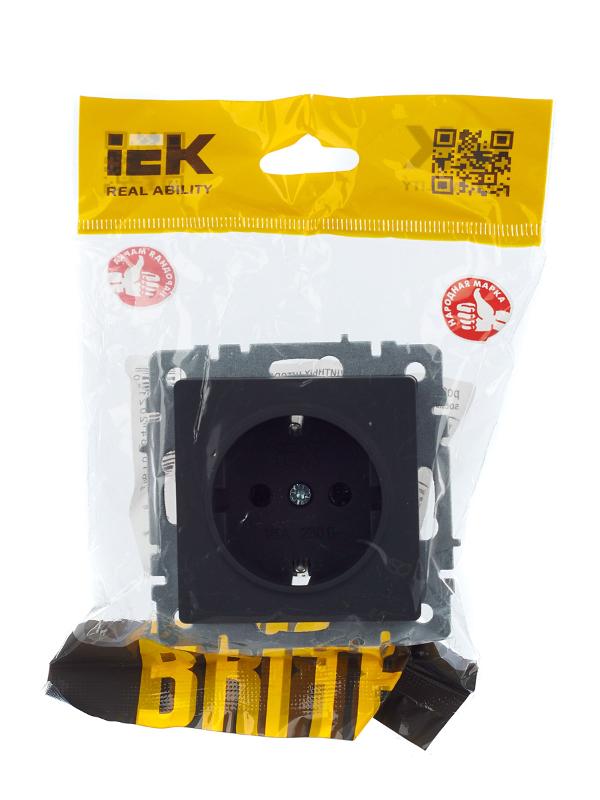 BRITE Розетка с заземлением без шторок 16А РС11-1-0-БрГ графит  | BR-R11-16-K53 | IEK — миниатюра 8
