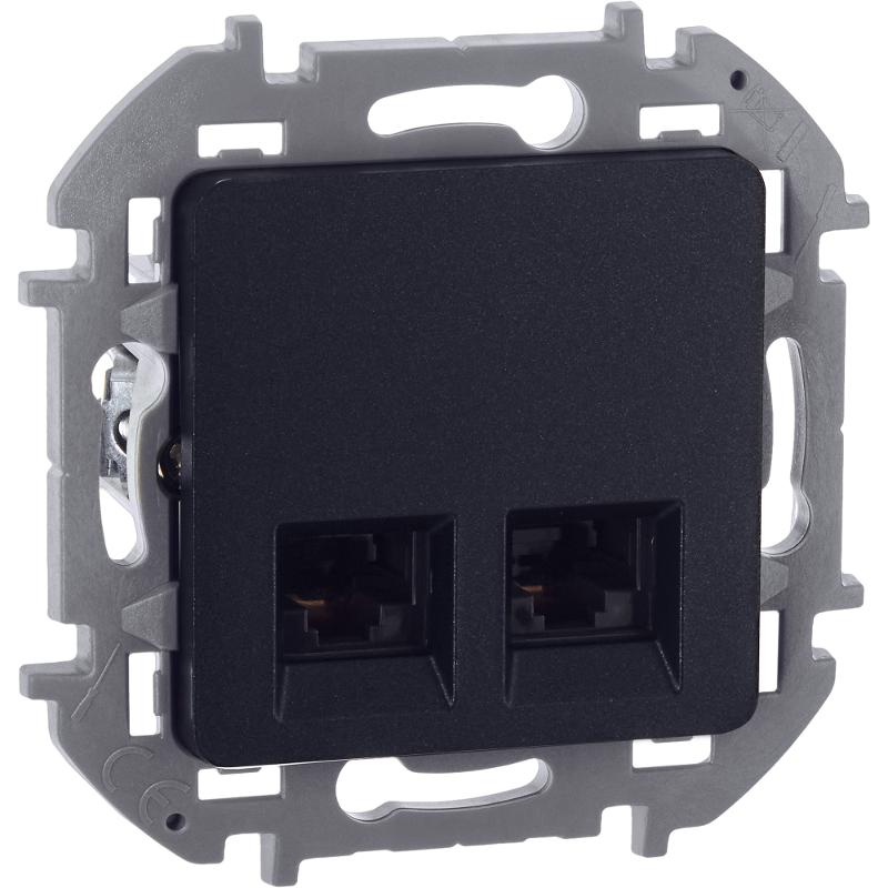 Inspiria Антрацит Розетка 2-ая компьютерная RJ45 С/У категория 5e UTP — миниатюра 3
