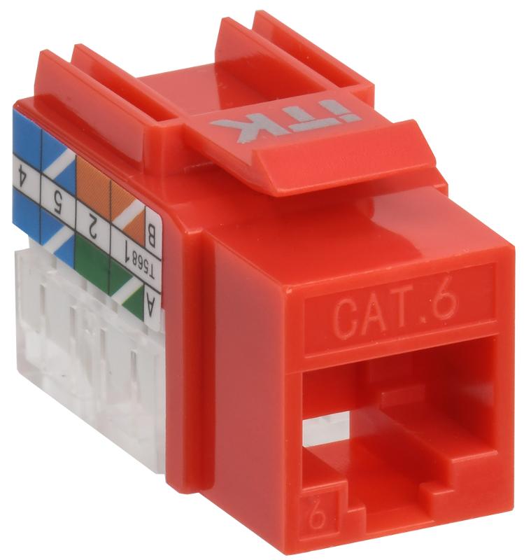 Модуль Keystone Jack кат.6 UTP 110 IDC 90град красный | CS1-1C06U-11-04 | ITK — ITK