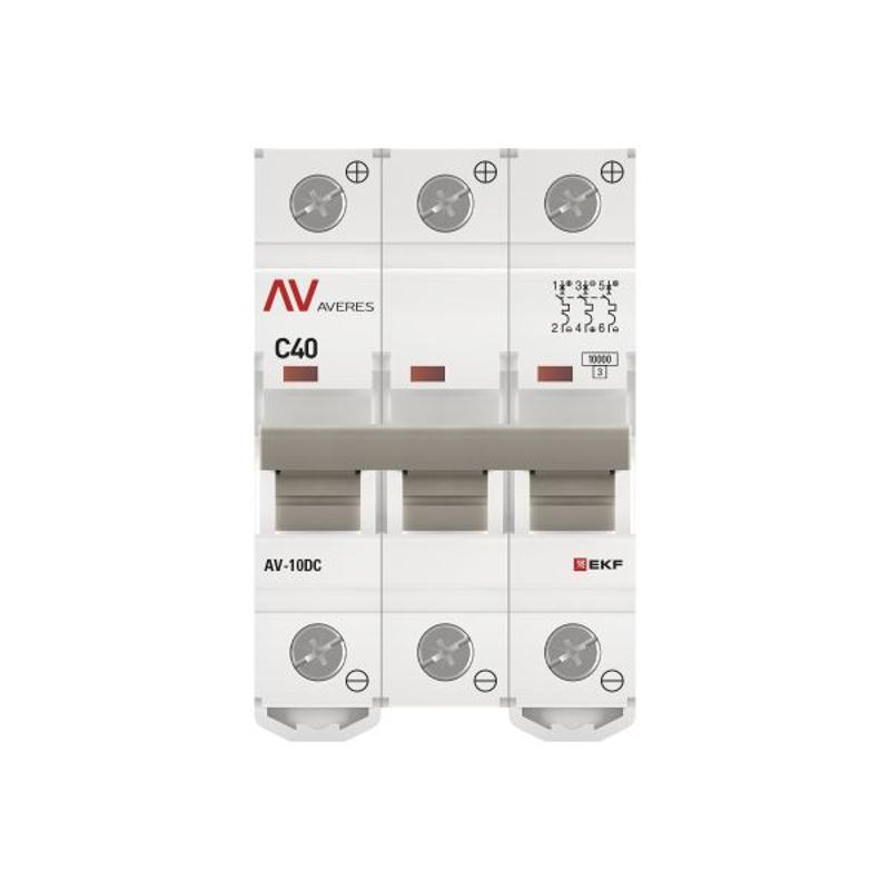 Выключатель автоматический AV-10 DC 3P 40A (C) 10kA  AVERES |mcb10-DC-3-40C-av| EKF — миниатюра 10