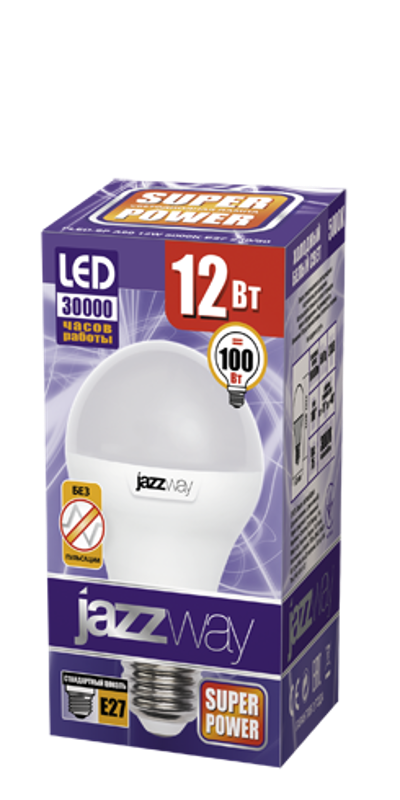 Лампа светодиодная LED 12Вт Е27 220В 5000К PLED- SP A60 груша | 1033734 | Jazzway — миниатюра 2