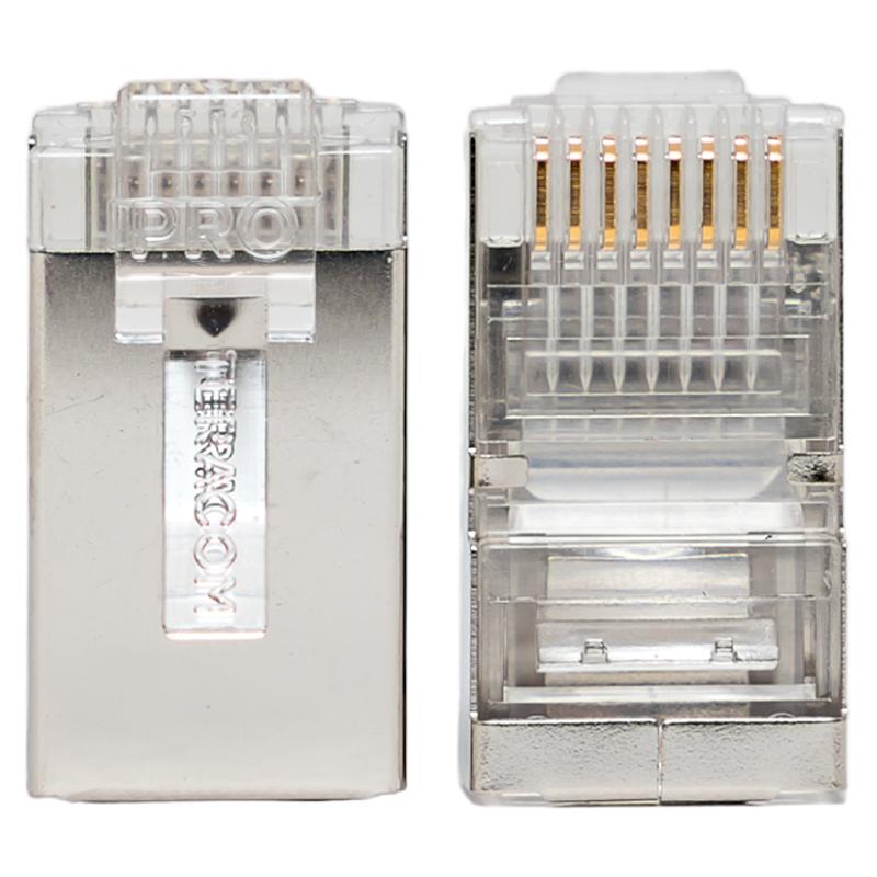 Коннектор RJ-45 TERACOM PRO экранированный 8P8C 30мкд Cat.5E универсальный (упак.20шт) | TRP-PLUG-5EFTP-20 | EKF — миниатюра 3