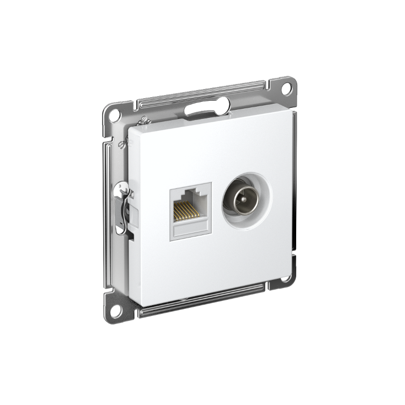 AtlasDesign Белый Розетка 2-ая TV + компьютерная RJ45, кат. 5Е | ATN000189 | SE — Systeme Electric