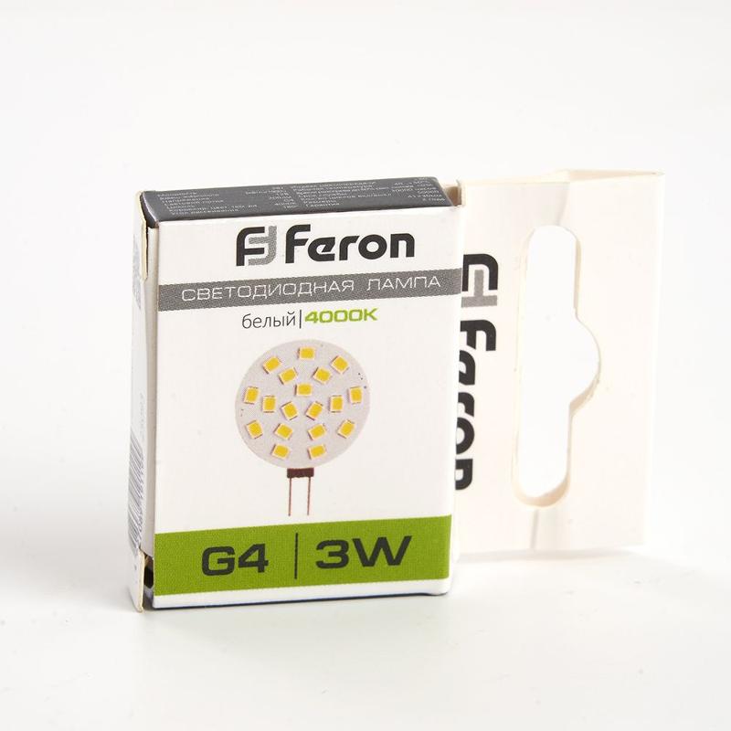 Лампа светодиодная LB-16 (3W) 12V G4 4000K, (для мебельных св-ков) | 25093 | FERON — миниатюра 5