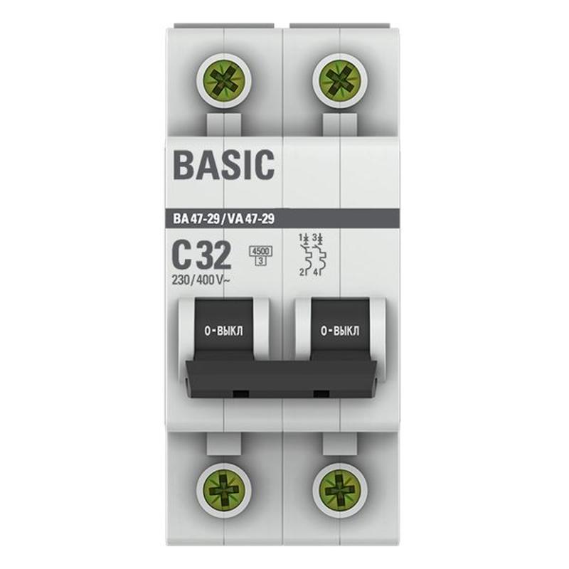 Выключатель автоматический двухполюсный ВА 47-29 32А C 4,5кА Basic | mcb4729-2-32C | EKF — миниатюра 4