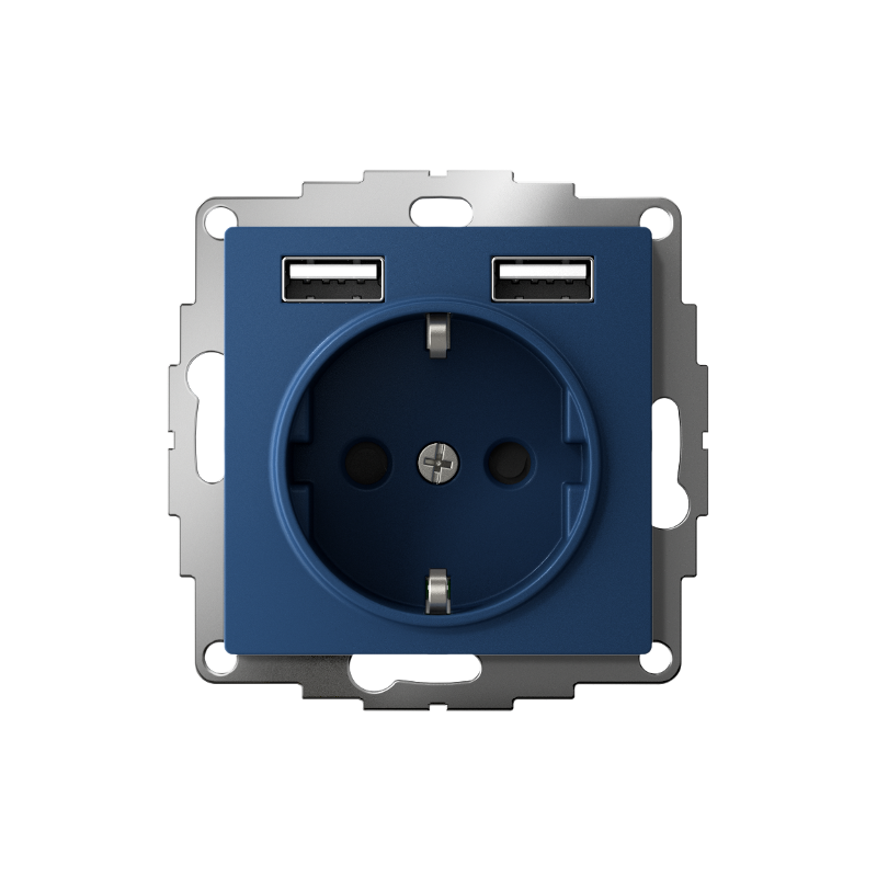 AtlasDesign Аквамарин Розетка 16А c 2 USB A+A, 5В/2,4А, 2х5В/1,2А, механизм | ATN001130 | SE — миниатюра 2