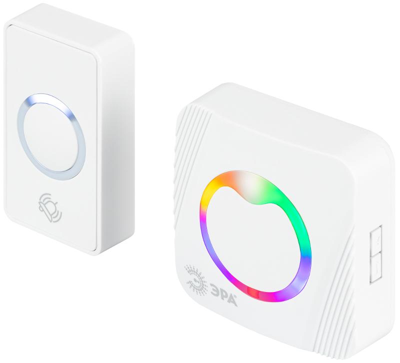 Звонок дверной ЭРА POLYCOLOR C100 беспроводной RGB подсветка белый 36 мелодий | Б0069995 | ЭРА — ЭРА (Энергия света)