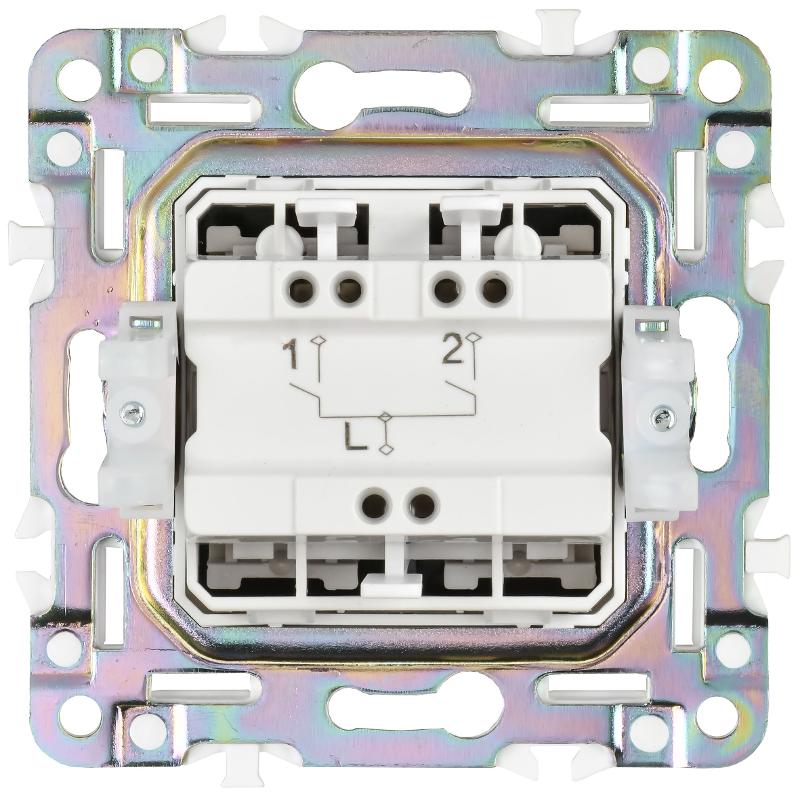 SKANDY Выключатель 2-клавишный 10А SK-V04N никель | SK-V20-0-10-K50 | IEK — миниатюра 3