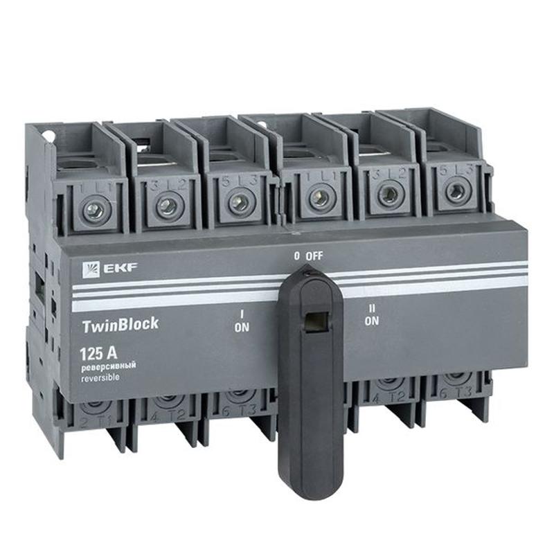 Рубильник 125A 3P реверсивный c рукояткой для прямой установки TwinBlock | tb-s-125-3p-rev | EKF — EKF