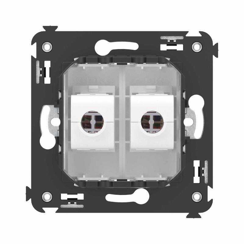Компьютерная розетка RJ-45 без шторки в стену, кат.6 двойная, "Avanti", "Белое облако" | 4400694 | DKC — миниатюра 4