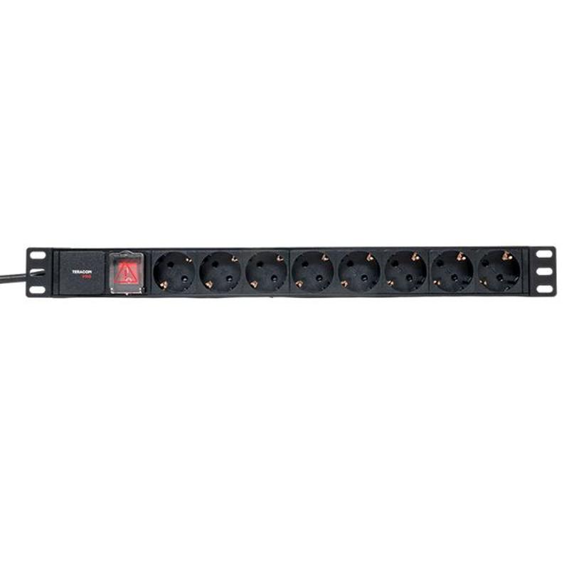 Блок розеток PDU TERACOM PRO 19" 1U 16А/250В 8 розеток Schuko 2 метра сечение 3x1,5 мм2 | TRP-HPD-LSP-16A-8SH-2MSH | EKF — миниатюра 12
