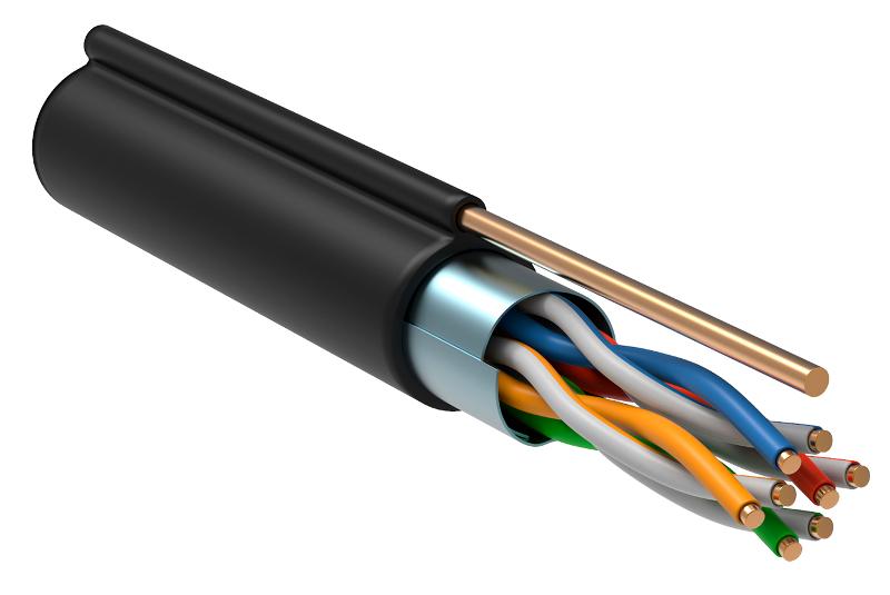 Каб. F/UTP кат.5E 4х2х24AWG, LDPE трос 1,2мм, 305м чер. | LC3-C5E04-359 | ITK — ITK