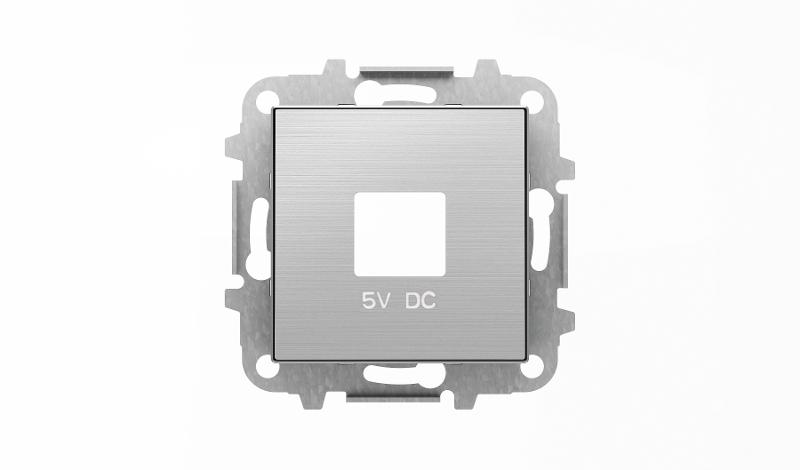 Накладка для механизмов зарядного устройства USB, арт.8185, серия SKY, цвет нержавеющая сталь|2CLA858500A1401| ABB — ABB
