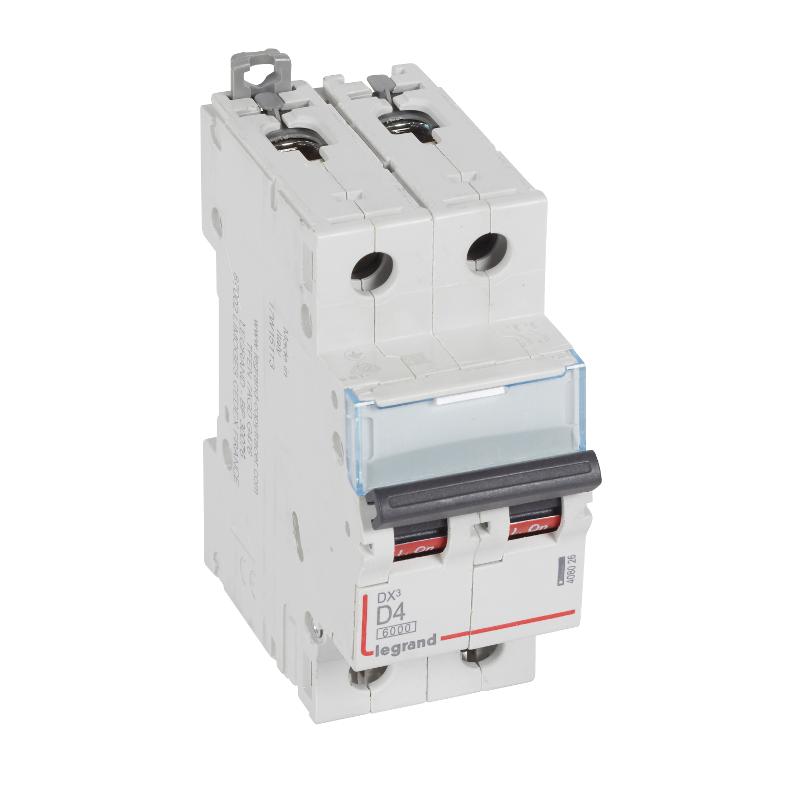 Выключатель автоматический двухполюсный DX3 6000 4А D 10кА | 408026 | Legrand — Legrand