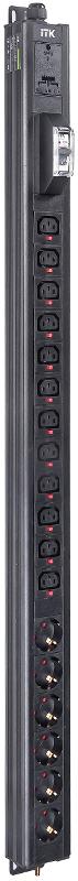 BASE PDU PV1111 23U 1ф 16А 6SCHUKO 12C13 3м IEC60309 | BS-PV-43-12C13-06D-11 | ITK — фото 1 | Sento