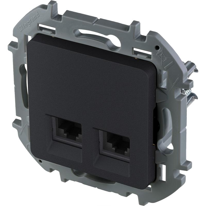 Inspiria Антрацит Розетка 2-ая компьютерная RJ45 С/У категория 6 UTP — миниатюра 3