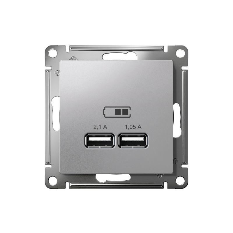 AtlasDesign Алюминий Розетка USB, 5В, 1 порт x 2,1 А, 2 порта х 1,05 А,механизм | ATN000333 | SE — миниатюра 2